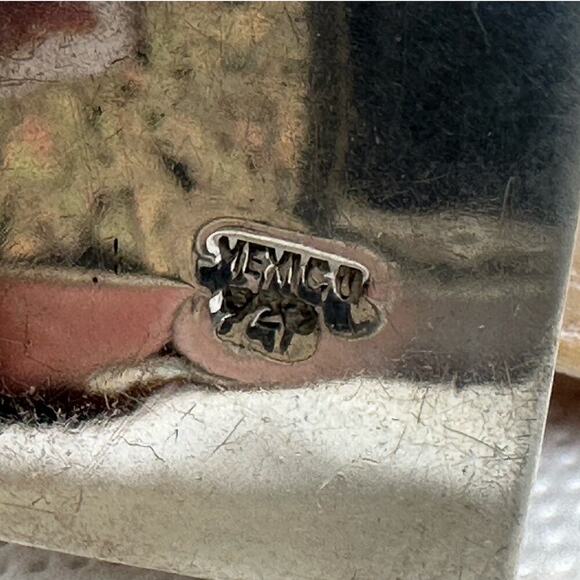 Vintage Sterling Silver 925 Mexican Pendant 1" Boho Western Art to Wear Hippie - Picture 8 of 9